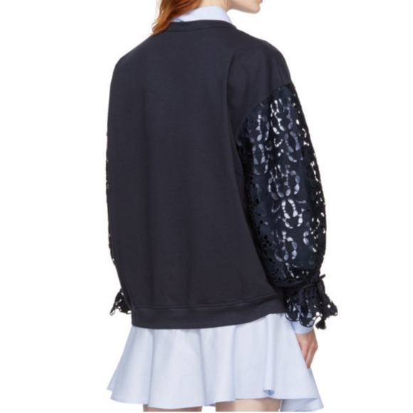 See by Chloe Navy Broderie Anglaise Sweatshirt Ultramarine Navy Blue Small - Picture 3 of 9